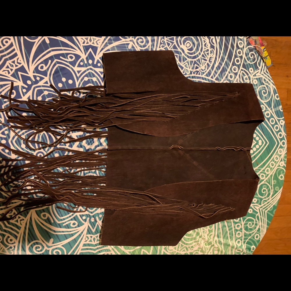 Leather fringe vest
